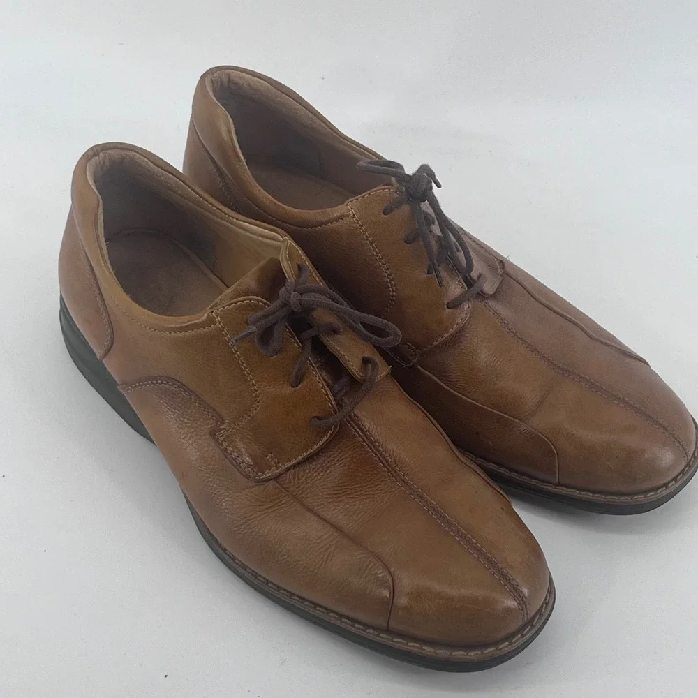 Johnston & Murphy Mens Tan Leather Bicycle Toe Oxford Shoes 12M 20-7233